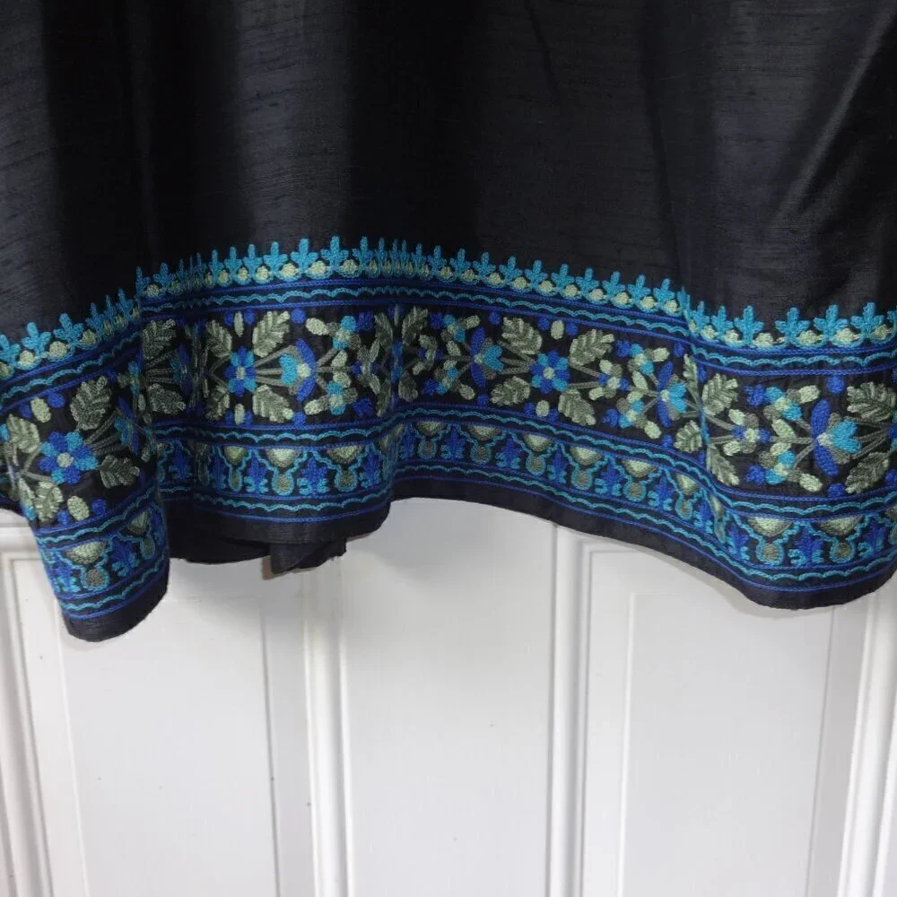 Norm Thompson Silk Black and Blue Floral Blazer 2x - Picture 8 of 16